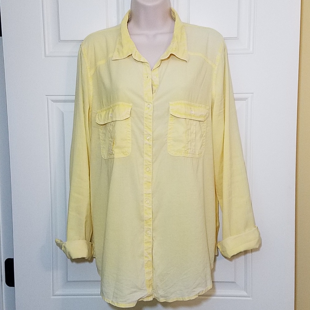 MAURICES Yellow Button Up Top